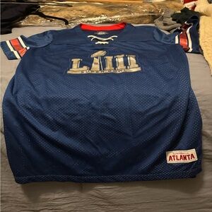 Vintage Majestic Super Bowl 53 Atlanta Women’s XL V-neck Lace Jesery Blue/Red